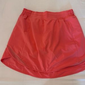 Lululemon high rise skirt long. Size 10, like new. Pale Raspberry (peach)